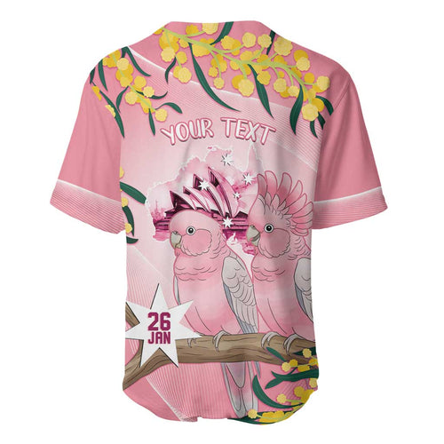 Personalised Galah Australia Day Baseball Jersey 26th January Golden Wattle Pink Color - Aussie Hoodie
