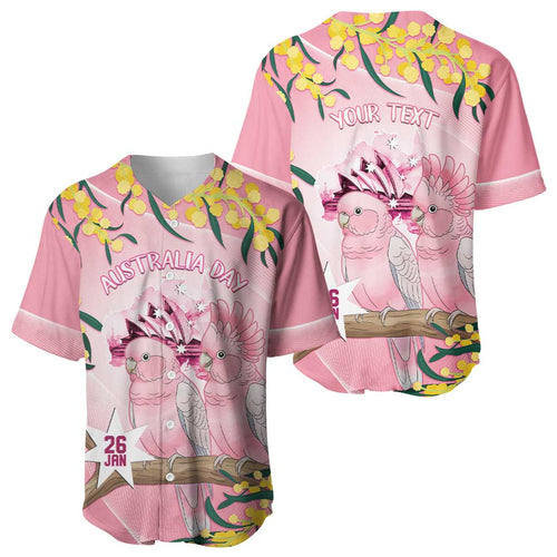 Personalised Galah Australia Day Baseball Jersey 26th January Golden Wattle Pink Color - Aussie Hoodie