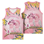 Personalised Galah Australia Day Basketball Jersey 26th January Golden Wattle Pink Color - Aussie Hoodie