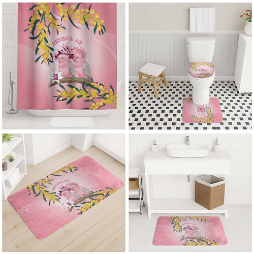 Galah Australia Day Bathroom Set 26th January Golden Wattle Pink Color - Aussie Hoodie