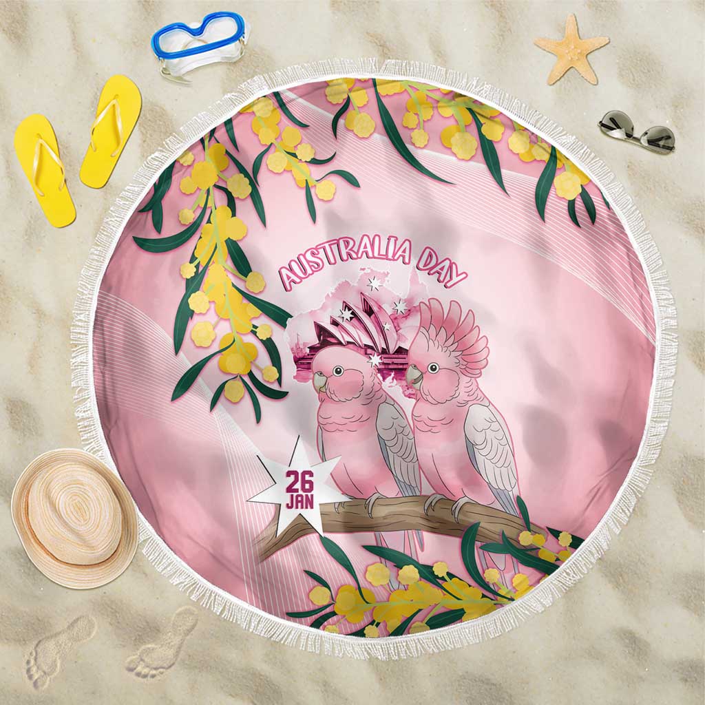Galah Australia Day Beach Blanket 26th January Golden Wattle Pink Color - Aussie Hoodie