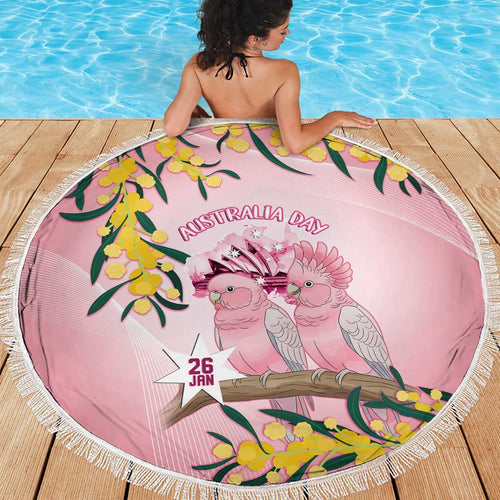 Galah Australia Day Beach Blanket 26th January Golden Wattle Pink Color - Aussie Hoodie