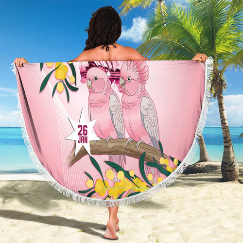 Galah Australia Day Beach Blanket 26th January Golden Wattle Pink Color - Aussie Hoodie