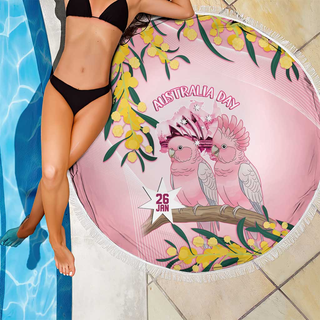 Galah Australia Day Beach Blanket 26th January Golden Wattle Pink Color - Aussie Hoodie