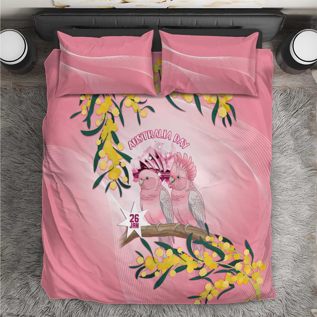 Galah Australia Day Bedding Set 26th January Golden Wattle Pink Color - Aussie Hoodie