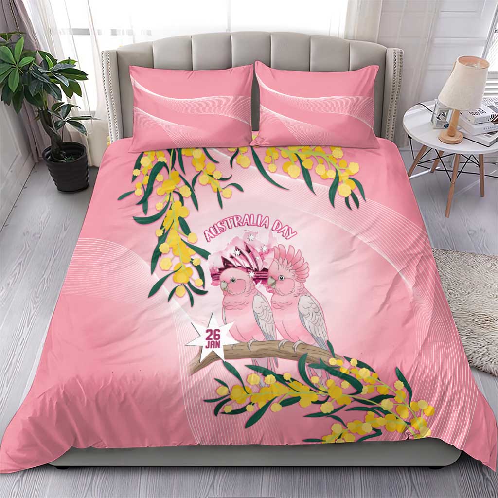 Galah Australia Day Bedding Set 26th January Golden Wattle Pink Color - Aussie Hoodie