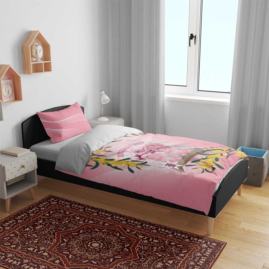 Galah Australia Day Bedding Set 26th January Golden Wattle Pink Color - Aussie Hoodie