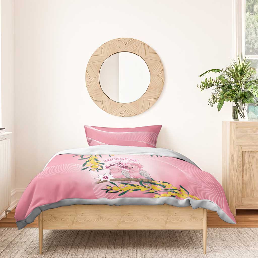 Galah Australia Day Bedding Set 26th January Golden Wattle Pink Color - Aussie Hoodie