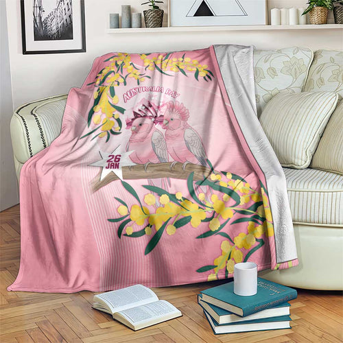 Galah Australia Day Blanket 26th January Golden Wattle Pink Color - Aussie Hoodie