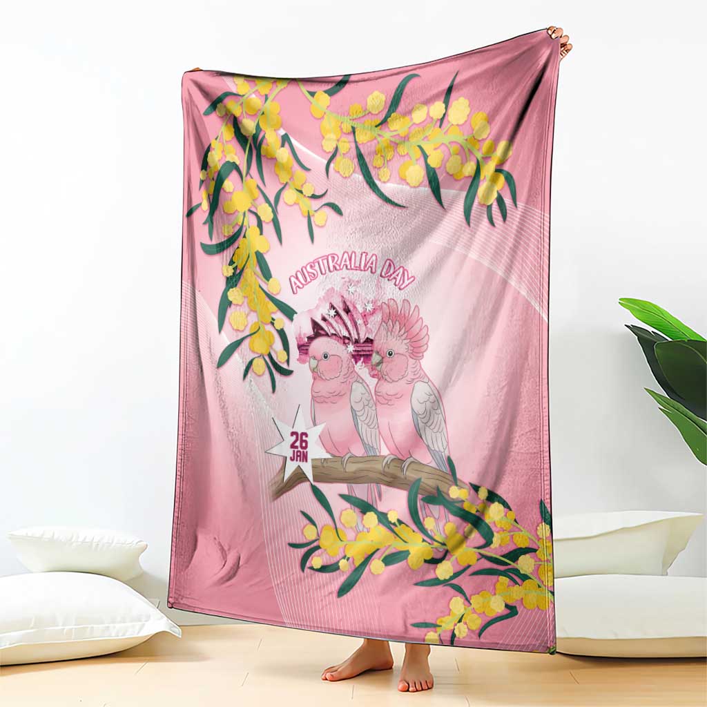 Galah Australia Day Blanket 26th January Golden Wattle Pink Color - Aussie Hoodie
