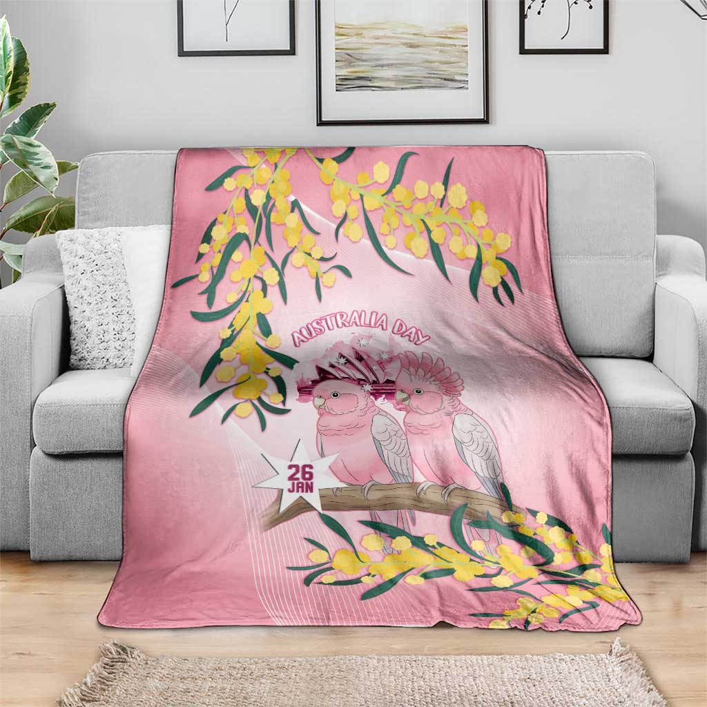 Galah Australia Day Blanket 26th January Golden Wattle Pink Color - Aussie Hoodie