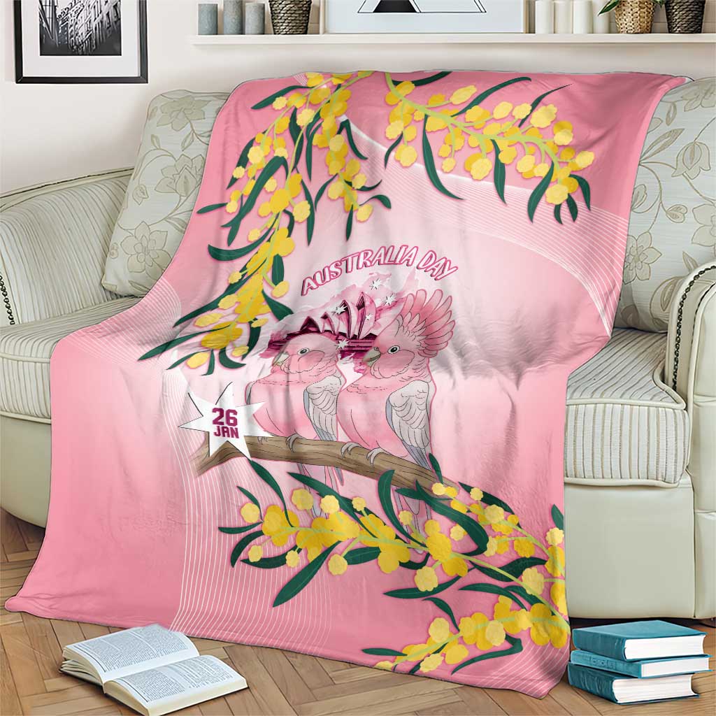 Galah Australia Day Blanket 26th January Golden Wattle Pink Color - Aussie Hoodie