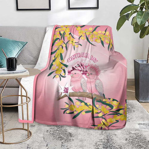 Galah Australia Day Blanket 26th January Golden Wattle Pink Color - Aussie Hoodie