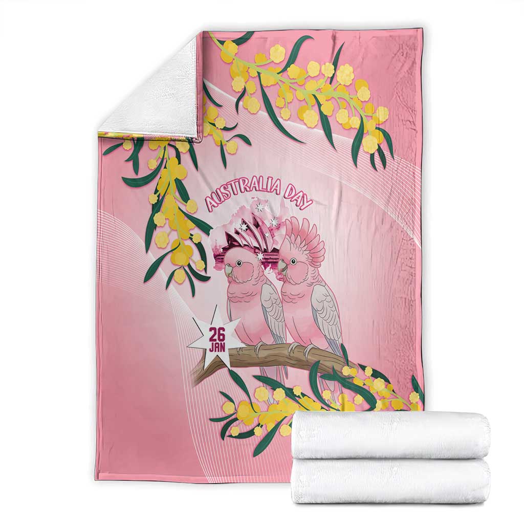 Galah Australia Day Blanket 26th January Golden Wattle Pink Color - Aussie Hoodie