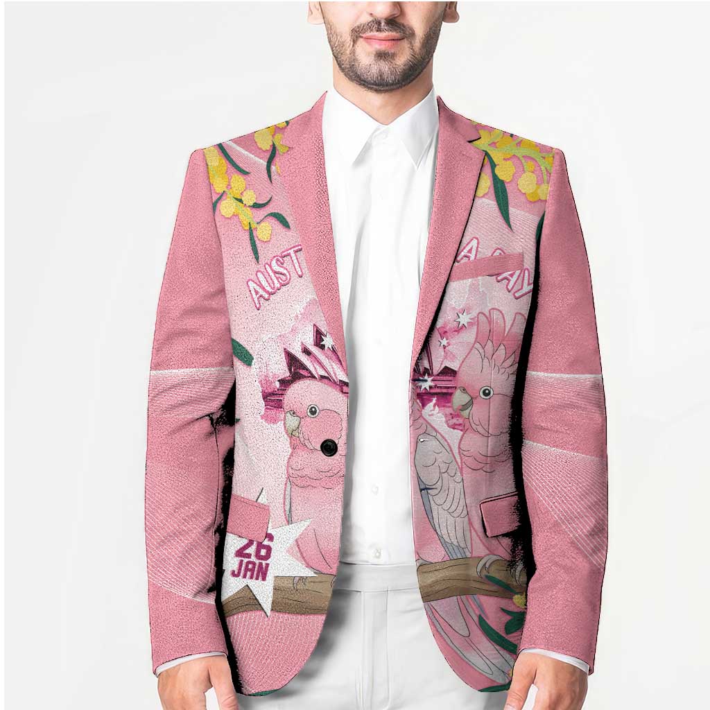 Personalised Galah Australia Day Blazer 26th January Golden Wattle Pink Color - Aussie Hoodie