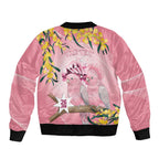 Personalised Galah Australia Day Bomber Jacket 26th January Golden Wattle Pink Color - Aussie Hoodie