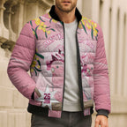Personalised Galah Australia Day Bomber Puffer Jacket 26th January Golden Wattle Pink Color - Aussie Hoodie