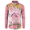 Personalised Galah Australia Day Button Sweatshirt 26th January Golden Wattle Pink Color - Aussie Hoodie