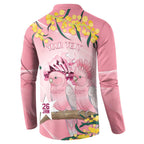 Personalised Galah Australia Day Button Sweatshirt 26th January Golden Wattle Pink Color - Aussie Hoodie