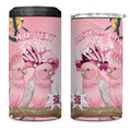 Personalised Galah Australia Day 4 in 1 Can Cooler Tumbler 26th January Golden Wattle Pink Color - Aussie Hoodie