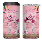 Personalised Galah Australia Day 4 in 1 Can Cooler Tumbler 26th January Golden Wattle Pink Color - Aussie Hoodie