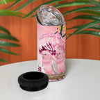 Personalised Galah Australia Day 4 in 1 Can Cooler Tumbler 26th January Golden Wattle Pink Color - Aussie Hoodie
