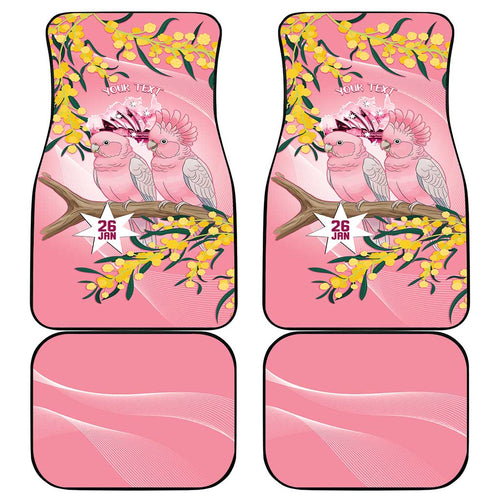 Personalised Galah Australia Day Car Mats 26th January Golden Wattle Pink Color - Aussie Hoodie