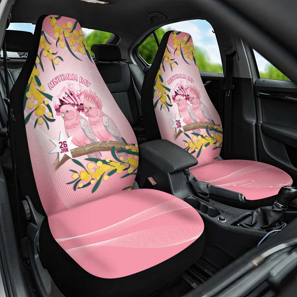 Galah Australia Day Car Seat Cover 26th January Golden Wattle Pink Color - Aussie Hoodie