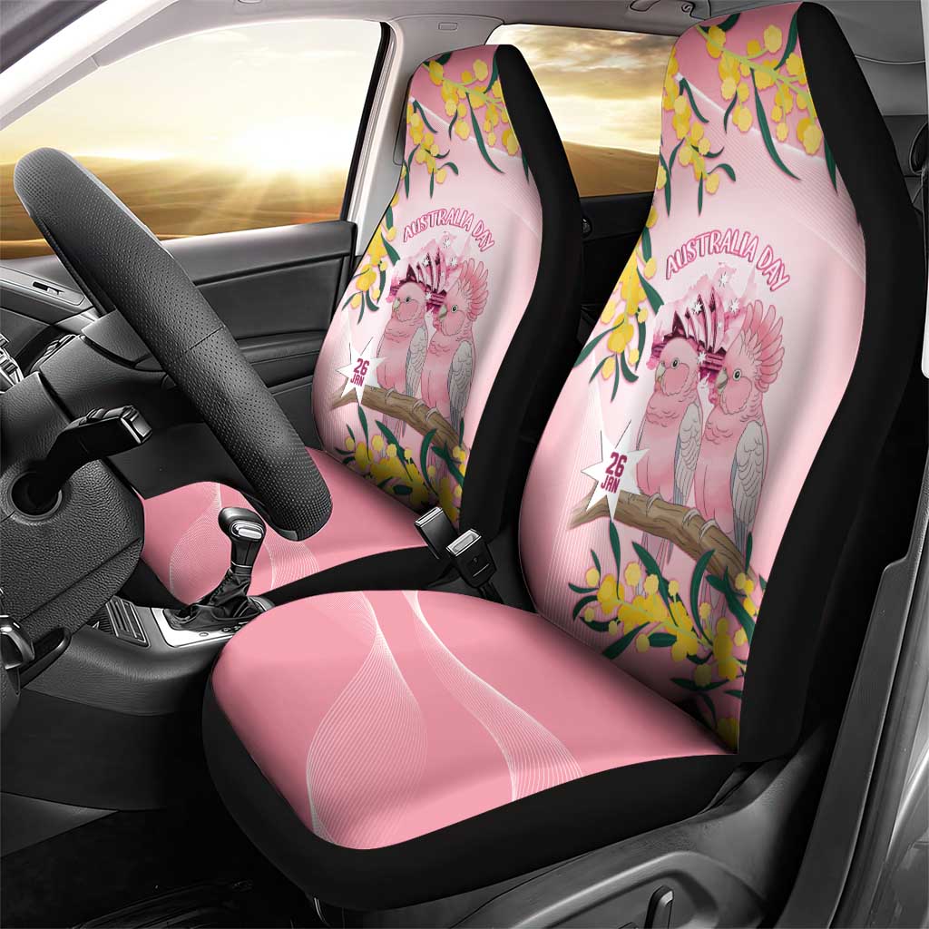Galah Australia Day Car Seat Cover 26th January Golden Wattle Pink Color - Aussie Hoodie