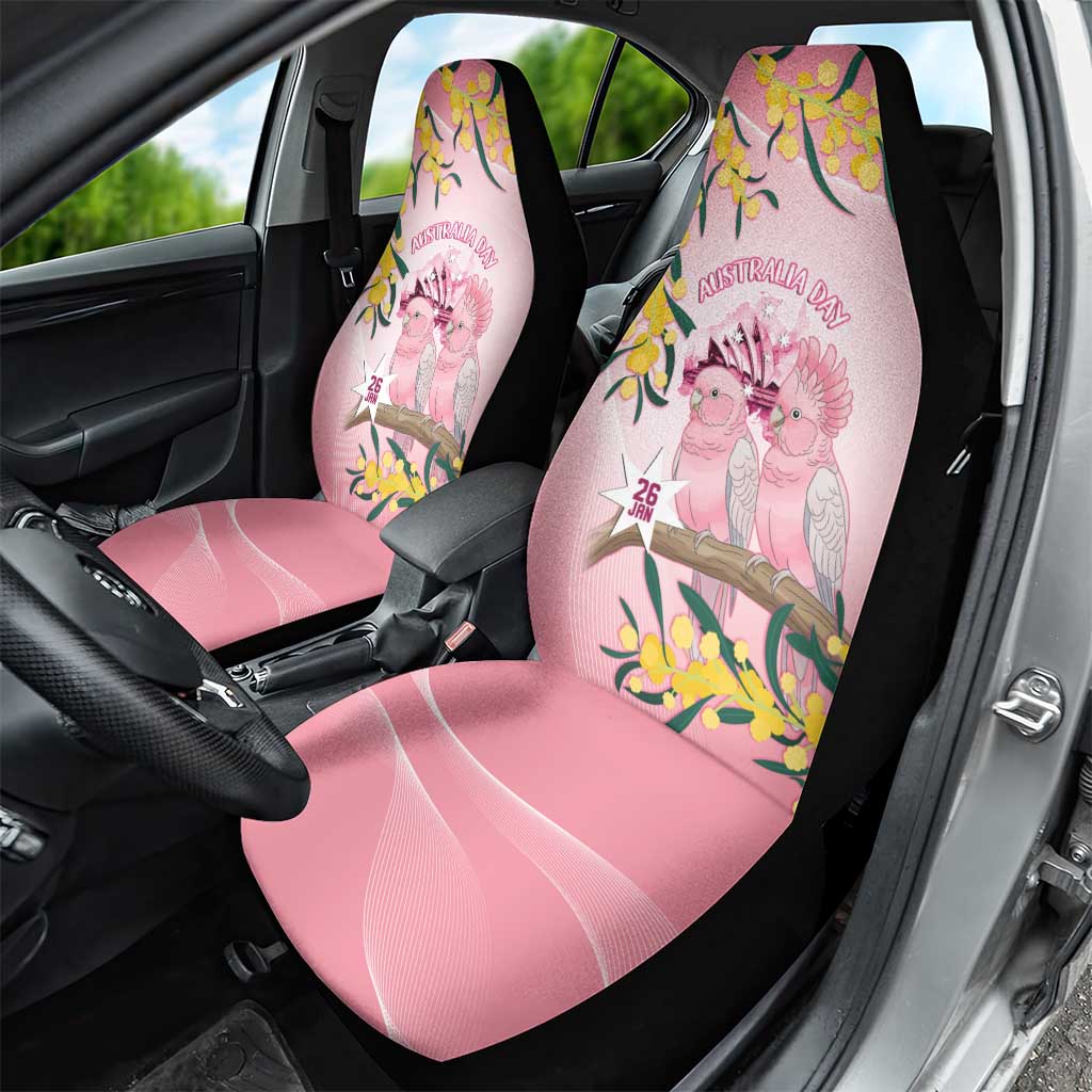 Galah Australia Day Car Seat Cover 26th January Golden Wattle Pink Color - Aussie Hoodie