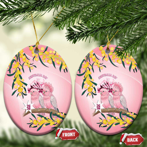 Galah Australia Day Ceramic Ornament 26th January Golden Wattle Pink Color - Aussie Hoodie