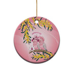 Galah Australia Day Ceramic Ornament 26th January Golden Wattle Pink Color - Aussie Hoodie