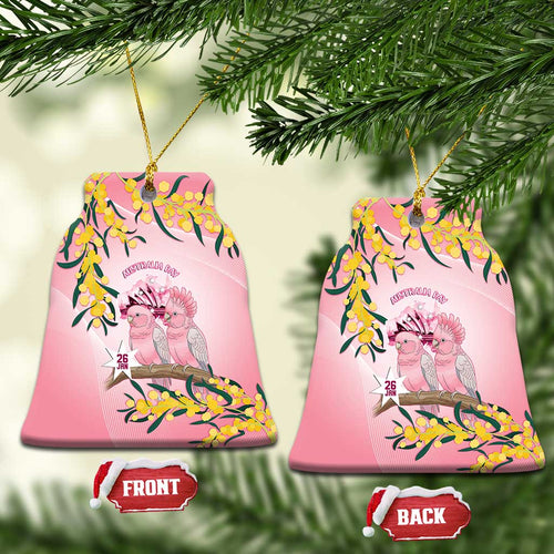 Galah Australia Day Ceramic Ornament 26th January Golden Wattle Pink Color - Aussie Hoodie