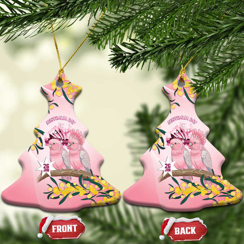 Galah Australia Day Ceramic Ornament 26th January Golden Wattle Pink Color - Aussie Hoodie