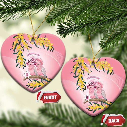 Galah Australia Day Ceramic Ornament 26th January Golden Wattle Pink Color - Aussie Hoodie