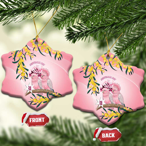 Galah Australia Day Ceramic Ornament 26th January Golden Wattle Pink Color - Aussie Hoodie