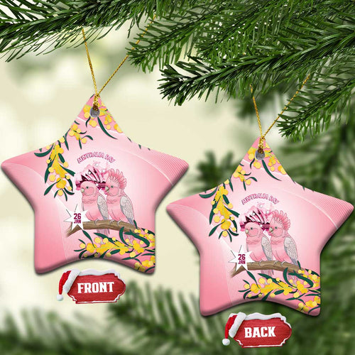 Galah Australia Day Ceramic Ornament 26th January Golden Wattle Pink Color - Aussie Hoodie