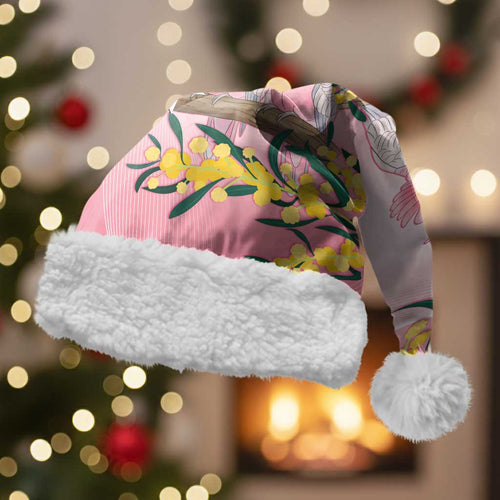 Galah Australia Day Christmas Santa Hat 26th January Golden Wattle Pink Color - Aussie Hoodie