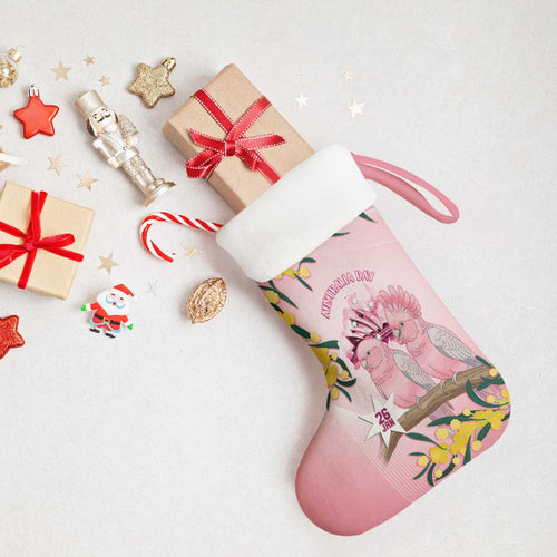 Galah Australia Day Christmas Stocking 26th January Golden Wattle Pink Color - Aussie Hoodie
