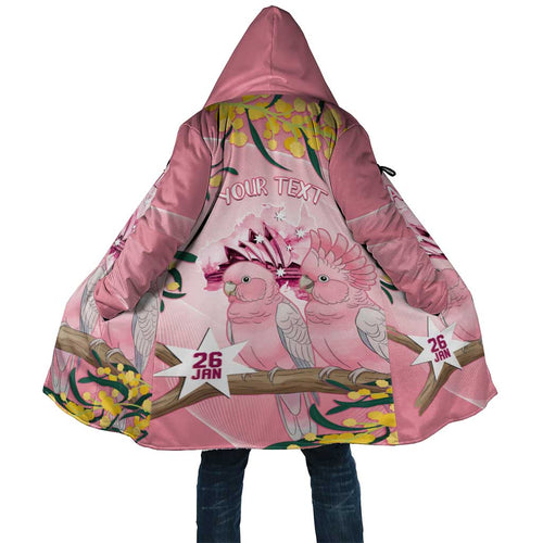 Personalised Galah Australia Day Cloak 26th January Golden Wattle Pink Color - Aussie Hoodie