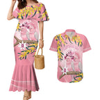 Personalised Galah Australia Day Couples Matching Mermaid Dress and Hawaiian Shirt 26th January Golden Wattle Pink Color - Aussie Hoodie