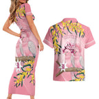 Personalised Galah Australia Day Couples Matching Short Sleeve Bodycon Dress and Hawaiian Shirt 26th January Golden Wattle Pink Color - Aussie Hoodie