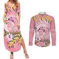 Personalised Galah Australia Day Couples Matching Summer Maxi Dress and Long Sleeve Button Shirt 26th January Golden Wattle Pink Color - Aussie Hoodie
