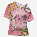 Personalised Galah Australia Day Cross Shoulder Shirt 26th January Golden Wattle Pink Color - Aussie Hoodie