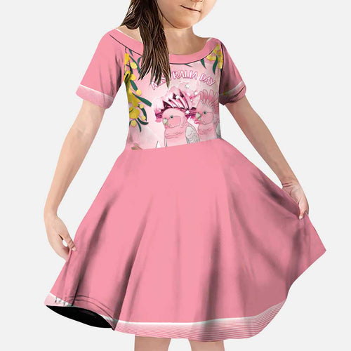 Personalised Galah Australia Day Family Matching Mermaid Dress and Hawaiian Shirt 26th January Golden Wattle Pink Color - Aussie Hoodie