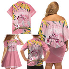 Personalised Galah Australia Day Family Matching Off Shoulder Short Dress and Hawaiian Shirt 26th January Golden Wattle Pink Color - Aussie Hoodie