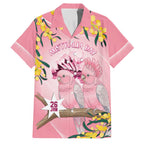 Personalised Galah Australia Day Family Matching Off Shoulder Short Dress and Hawaiian Shirt 26th January Golden Wattle Pink Color - Aussie Hoodie