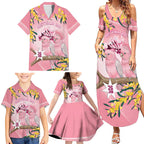 Personalised Galah Australia Day Family Matching Summer Maxi Dress and Hawaiian Shirt 26th January Golden Wattle Pink Color - Aussie Hoodie