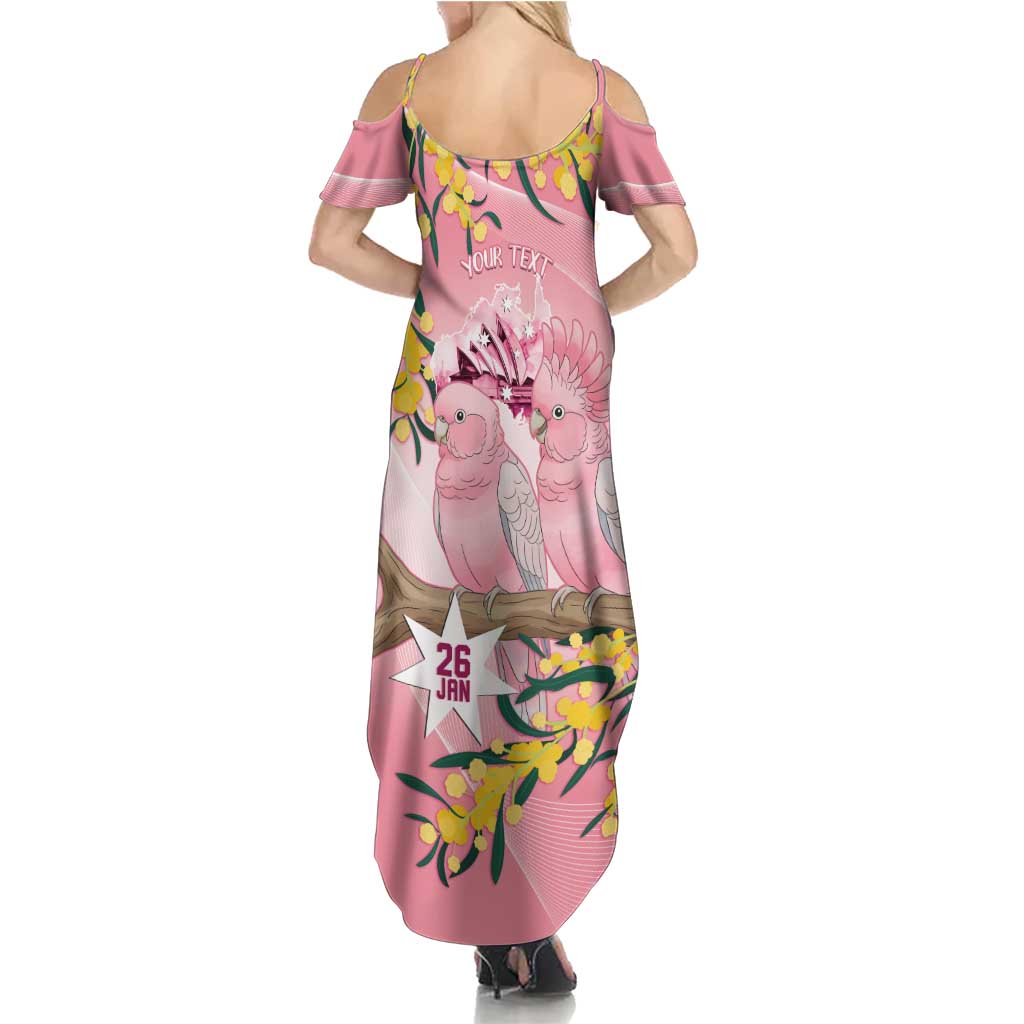 Personalised Galah Australia Day Family Matching Summer Maxi Dress and Hawaiian Shirt 26th January Golden Wattle Pink Color - Aussie Hoodie
