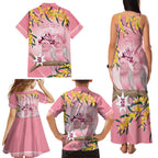 Personalised Galah Australia Day Family Matching Tank Maxi Dress and Hawaiian Shirt 26th January Golden Wattle Pink Color - Aussie Hoodie